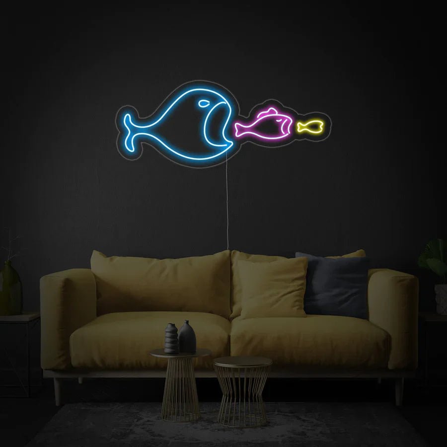 pesce grande mangia neon - Skizzografico