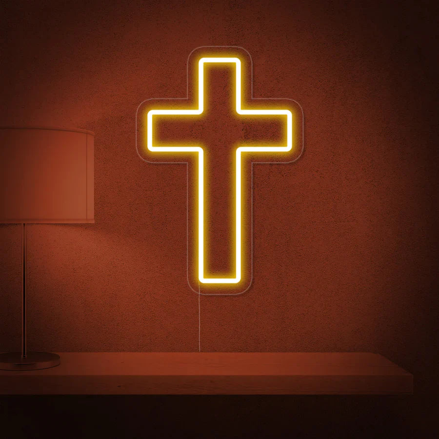 Croce chiesa neon