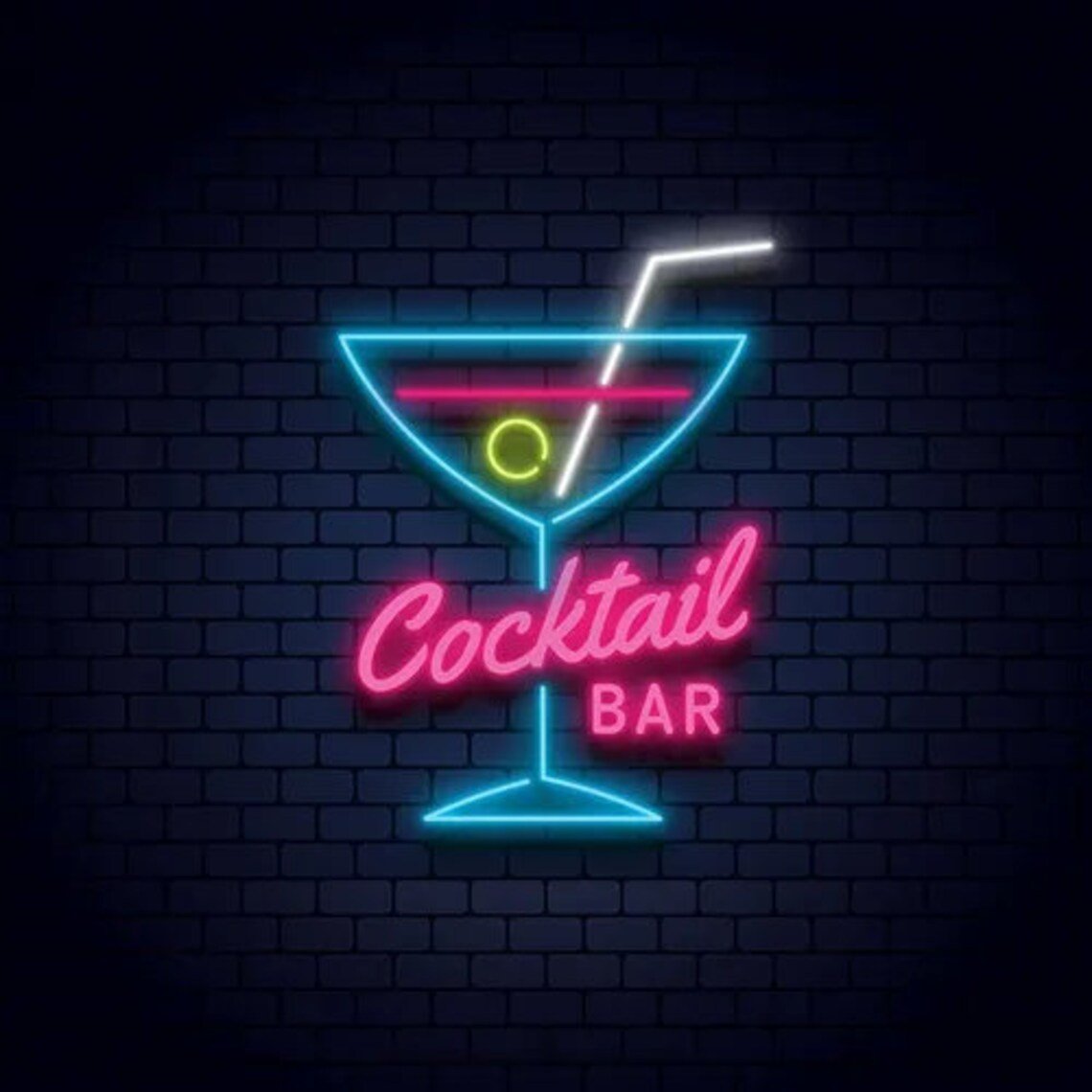 Bicchiere drink bar neon - Skizzografico