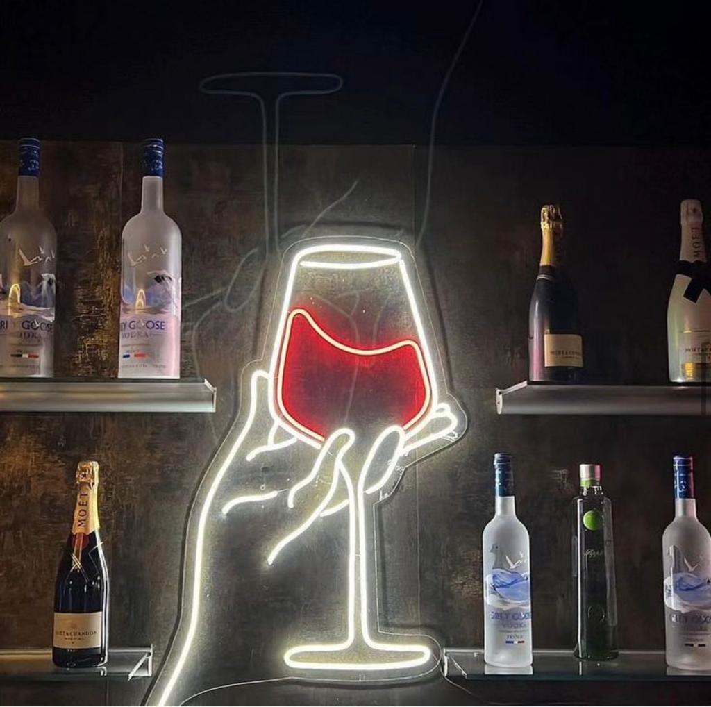 Bicchiere di Vino con mano neon - Skizzografico