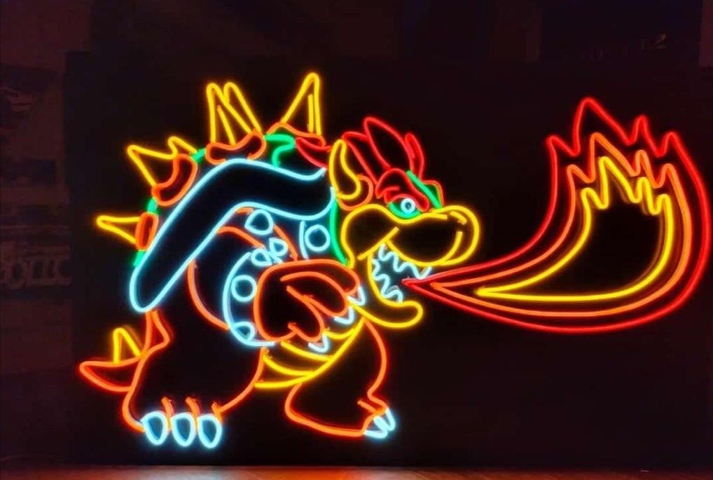 bowser super mario neon - Skizzografico