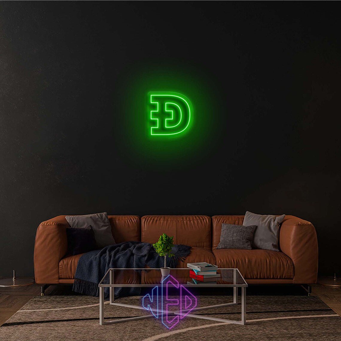 Dogecoin crypto neon - Skizzografico