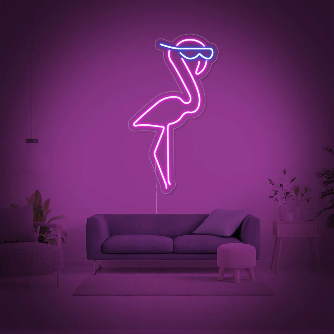 fenicottero con occhiali neon - Skizzografico
