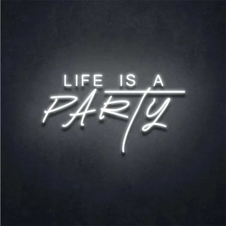 Life is a party neon | Insegna LED Decorativa da Parete con Trasformatore - Skizzografico