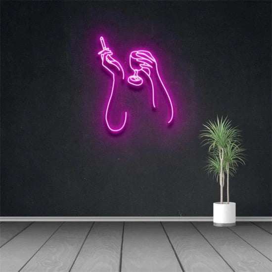 drink and smoke neon - Skizzografico