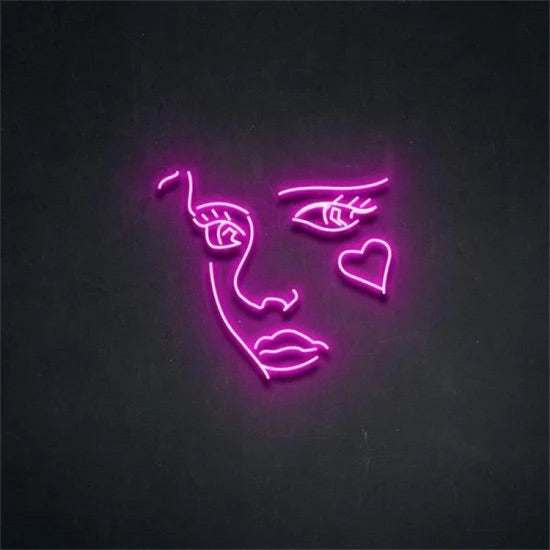 Volto donna cuore neon - Skizzografico
