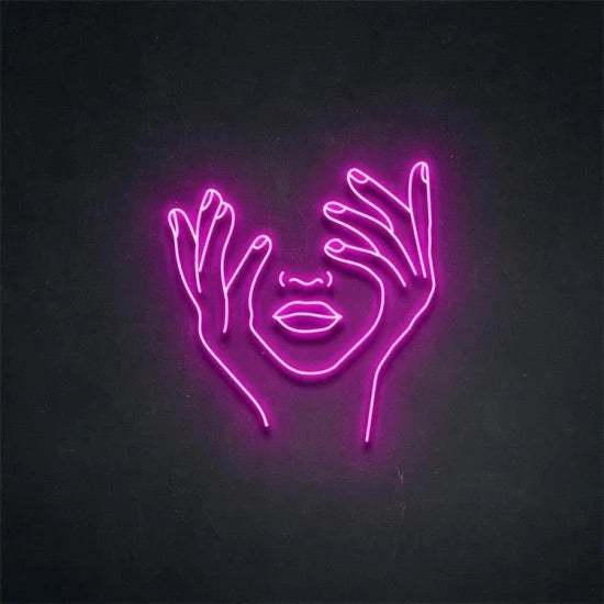 Volto con mani neon - Skizzografico
