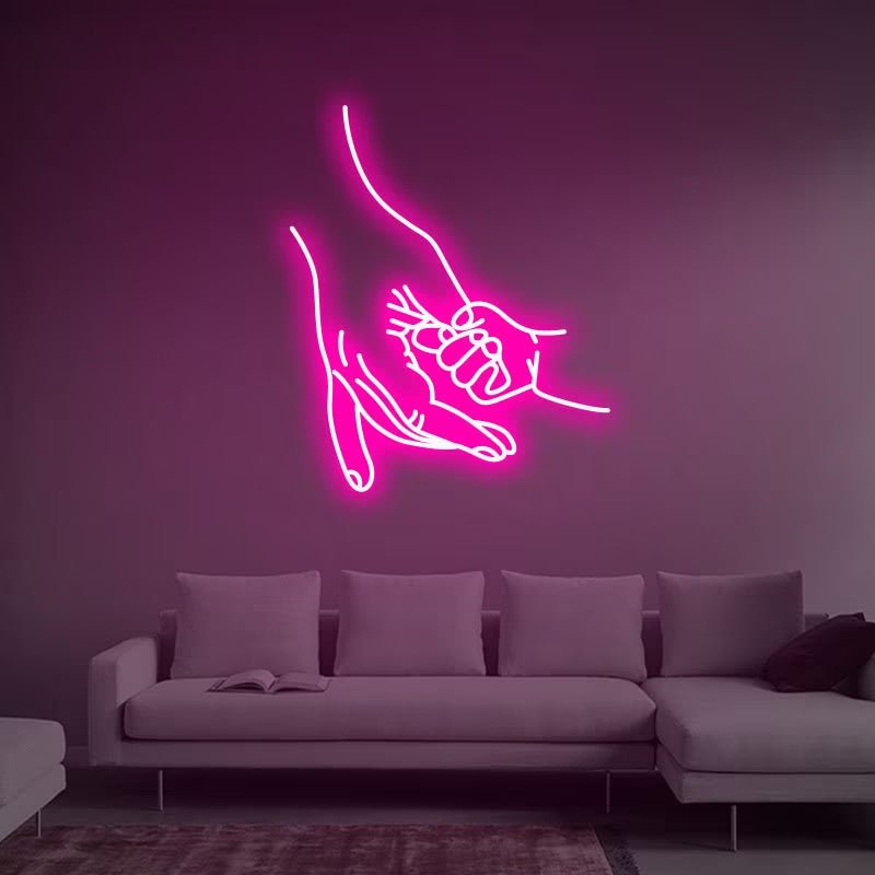 Padre figlio mano nella mano neon - Skizzografico