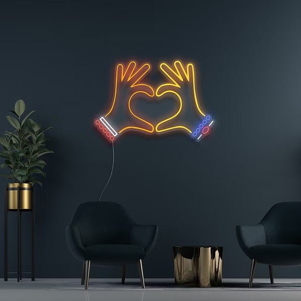 Mani cuore neon - Skizzografico