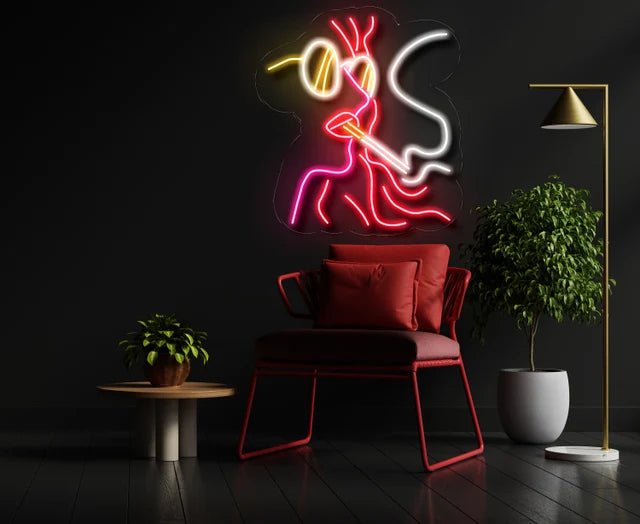 smoke girl neon - Skizzografico