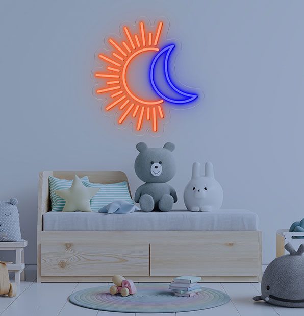 sole con luna neon - Skizzografico