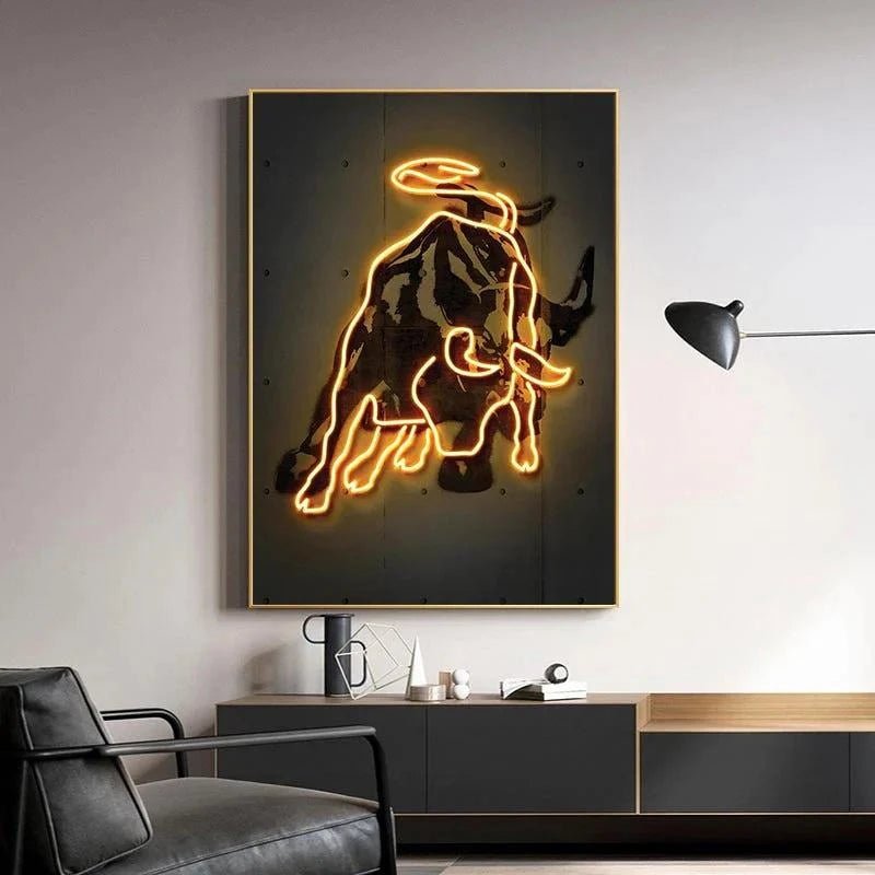 Toro quadro neon - Skizzografico