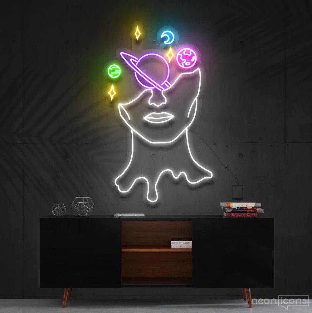 volto con universo neon - Skizzografico