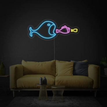 pesce grande mangia neon - Skizzografico