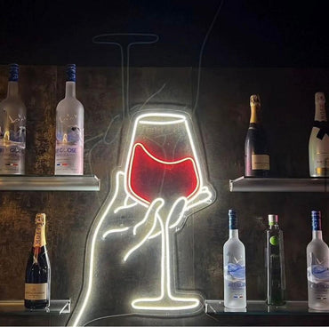 Bicchiere di Vino con mano neon - Skizzografico