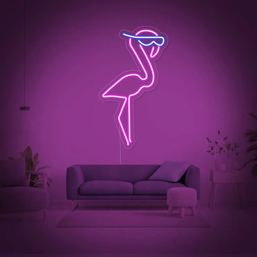 fenicottero con occhiali neon - Skizzografico