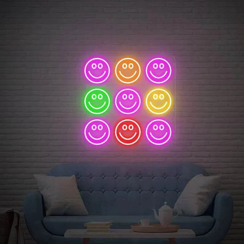 Neon smile sign mounted on supporto plexiglass with 0.8 mm thickness and 3 m power cable