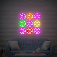 Neon smile sign mounted on supporto plexiglass with 0.8 mm thickness and 3 m power cable