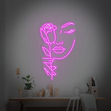 Volto femminile rosa neon - Skizzografico