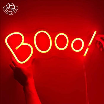 Booo neon Insegna LED su Plexiglass o a Muro con Trasformatore Incluso - Skizzografico