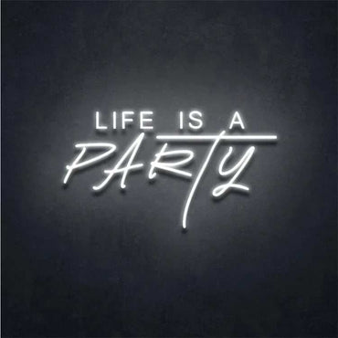 Life is a party neon | Insegna LED Decorativa da Parete con Trasformatore - Skizzografico