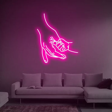 Padre figlio mano nella mano neon - Skizzografico