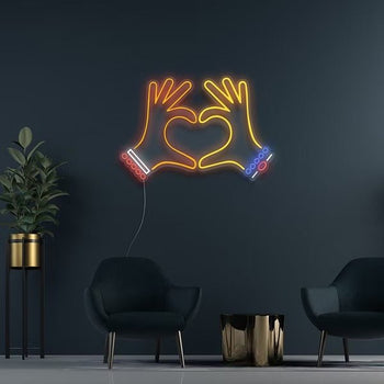 Mani cuore neon - Skizzografico