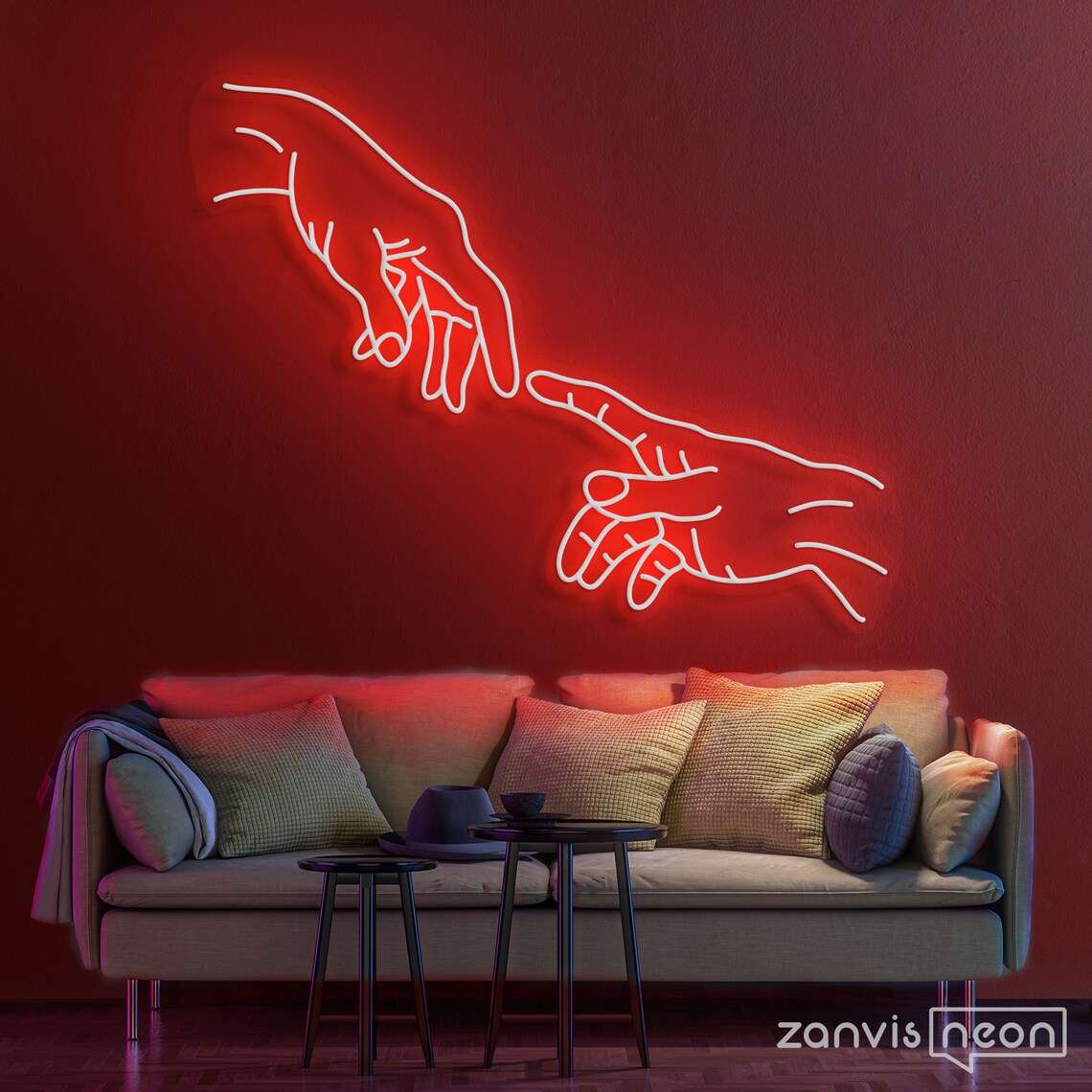 neon mano di dio