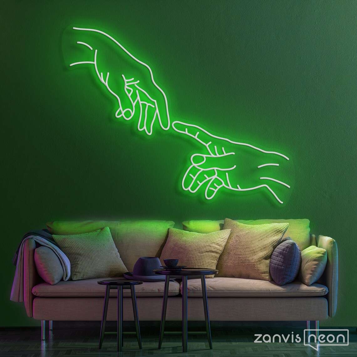 neon mano di dio