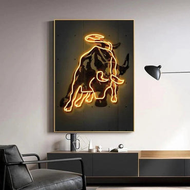 Toro quadro neon - Skizzografico